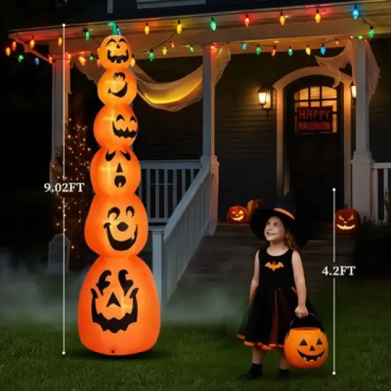 Karl Home 9FT Halloween Inflatable Stacked Pumpkins Outdoor Decoration image {3}