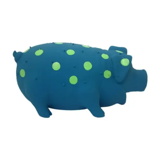 Multipet Latex Polka Dot Pig Dog Toy - Blue - 9" image {2}