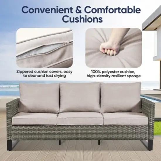 Buenhomino Patio Wicker Furniture Set with Fire Pit Table, PE Rattan Swivel Patio Chairs with Propane Fire Pit Table, 5 Pieces Patio Conversation Set image {4}