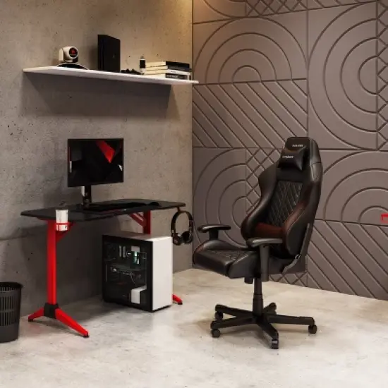 Conqueror Gaming Desk Black and Red - CorLiving image {1}