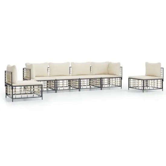 vidaXL Garden Lounge Set Anthracite Poly Rattan Modular image {8}