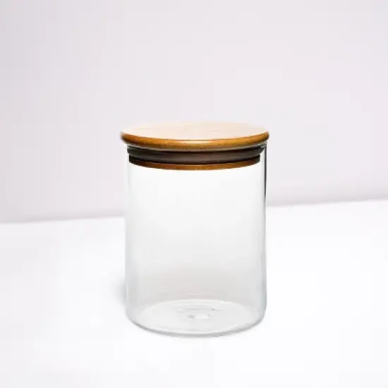 Amici Home Yosemite Glass Canister, Food Storage Jar with Airtight Seal Wood Lid, Modern Design Jar for Dry Food, Tea, Coffee, Spices image {2}