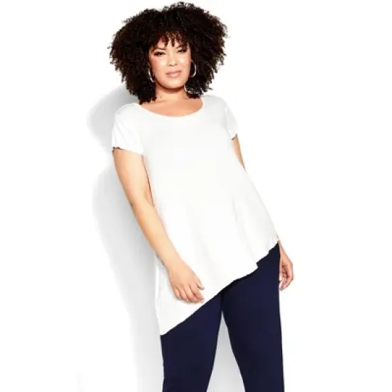 Women's Plus Size Asymmetrical Bamboo Top - ivory | ZIM & ZOE image {3}