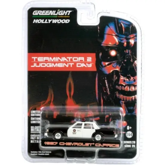1987 Chevrolet Caprice "Metropolitan Police" "Terminator 2: Judgment Day" (1991) Movie "Hollywood Series" 1/64 Diecast Model Car by Greenlight image {2}