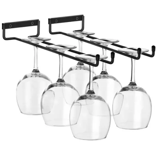 Sorbus 2 Pack 12 Inch Wall Mounted Wine Glass Racks for Under Cabinet - for Home Bar Holds Up to 4 Glasses Each image {6}