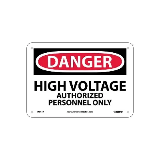 National Marker High Voltage Authorized Personnel Only 7X10 .040 Aluminum Danger Sign D647A image {1}