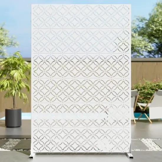 72" H&times;47"W Dovelina White Metal Planter Box with Trellis Privacy Screen for Caf&eacute; Patio,Garden & Balconies image {7}