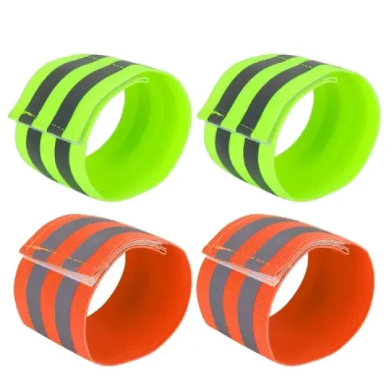 Unique Bargains Wrist Reflective Bands Tape Straps Bracelet Green Orange 4 Pcs image {7}
