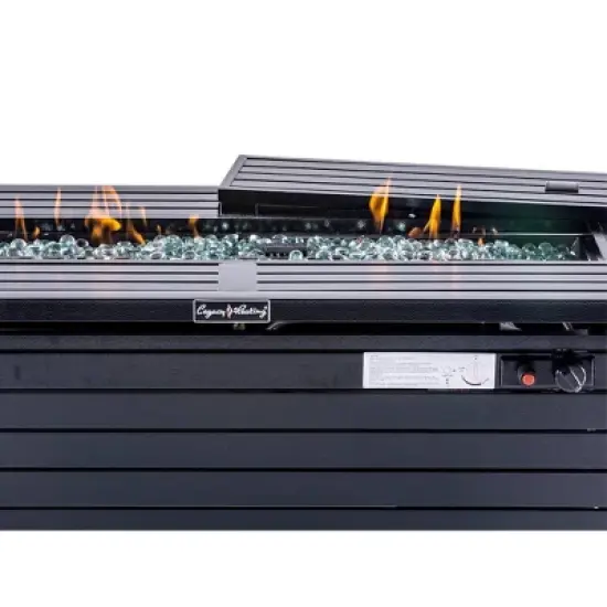 Garden Comfort Rectangle Steel Outdoor Fire Pit Table Hammered Black image {7}