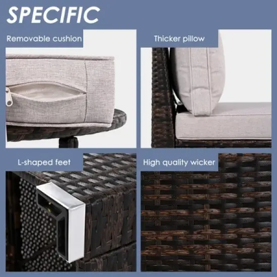 9-Piece Outdoor Patio Wicker Half-Moon Sectional Sofa Set with Nesting Coffee Table and 2 Armchair image {1}