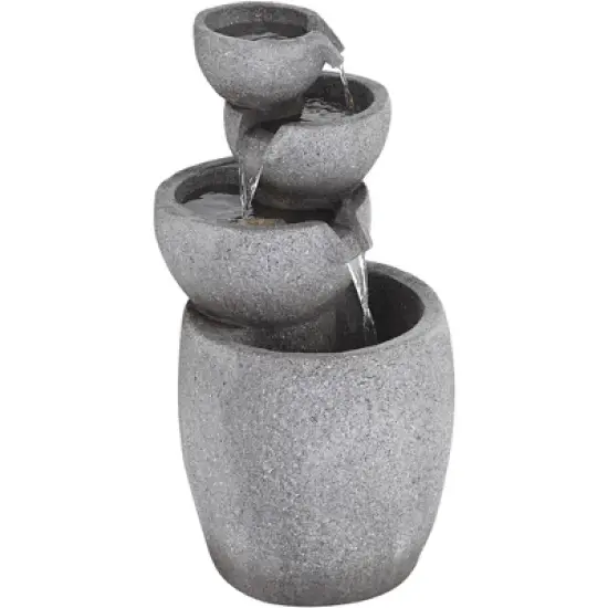 Four Bowls 32" High Large Zen Modern Indoor Outdoor Decor Gray Faux Stone Floor Fountain with Light LED Cascading Outside Garden image {7}