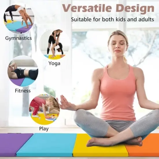 Costway 5-Panel Folding Gymnastics Thick Mat 6.6' x 2.5' Tumbling Mat for Kids image {5}