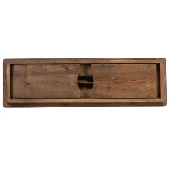 Merrick Lane Antique Solid Pine Folding Farmhouse Style Bench image {11}