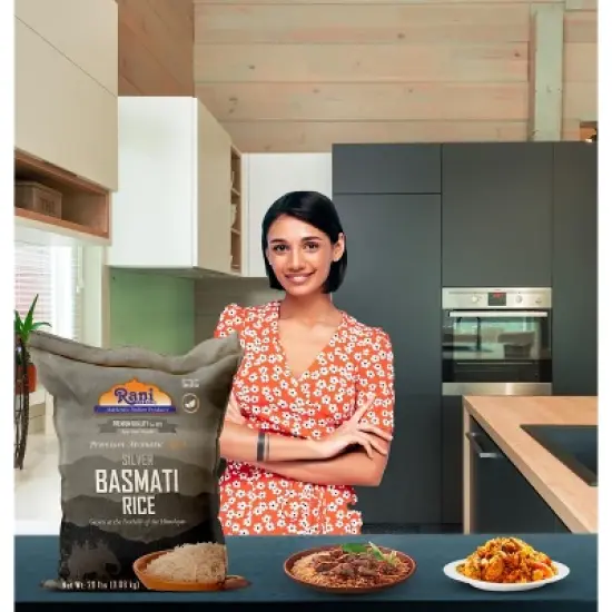 Silver White Basmati Rice Extra Long - 320oz (20lbs) Cloth Bag - Rani Brand Authentic Indian Products image {1}
