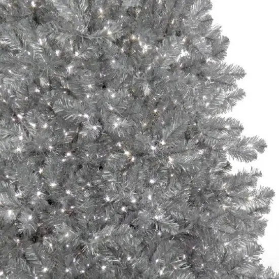 Prelit Matte Silver Metallic Artificial Christmas Tree Warm White Lights - National Tree Company image {2}