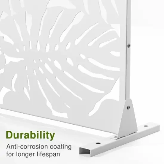 Lirago White 72 in. Galvanized Metal Outdoor Privacy Screens Garden Outdoor Fence image {9}