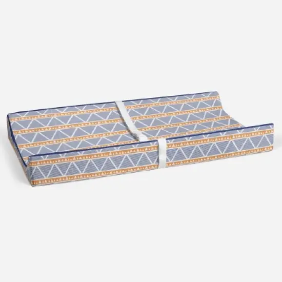 Bacati - Liam Orange/Navy Large Triangles Quilted Muslin Changing Pad Cover image {3}