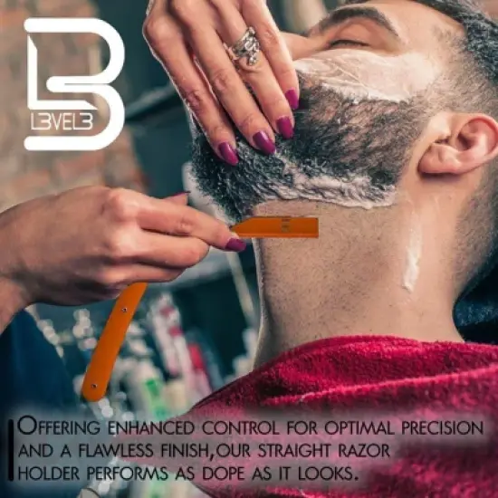 L3 Straight Razor Holder - Excellent Grip and Control - Precision Shaving Control - Level Three Straight Razor Holder (Orange) image {4}