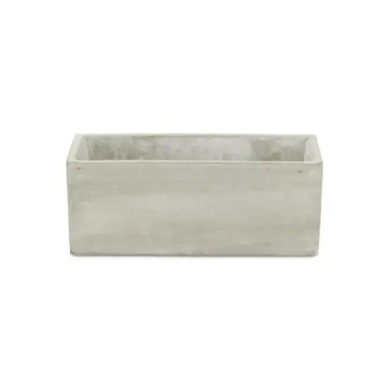 HomeRoots 9" Light Gray Rustic Cement Indoor Outdoor Rectangular Pot Planter image {2}