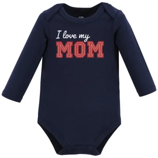 Hudson Baby Infant Boy Cotton Long-Sleeve Bodysuits, Love Mom image {2}