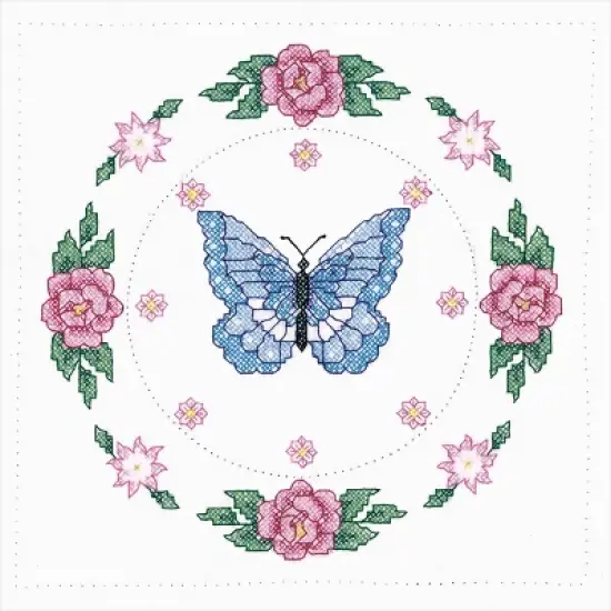 Tobin Stamped White Quilt Blocks 18"X18" 6/Pkg-Butterfly Rose image {2}