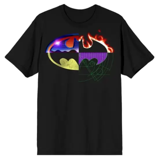 Batman Four Way Split Logo Men's Black Big & Tall T-shirt image {7}