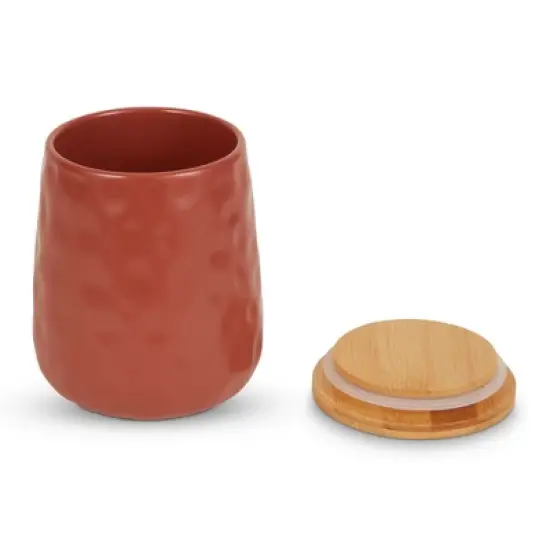 Design Imports Cinnamon Matte Dimple Texture Ceramic Canister Set/2 image {2}
