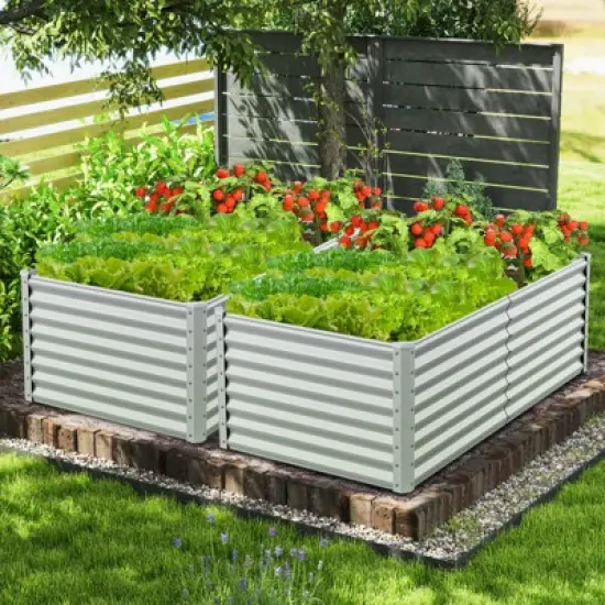 Tangkula Raised Garden Bed Large Metal Planter Box Kit for Vegetable Herb 6' x 3' x 2' Gray image {2}