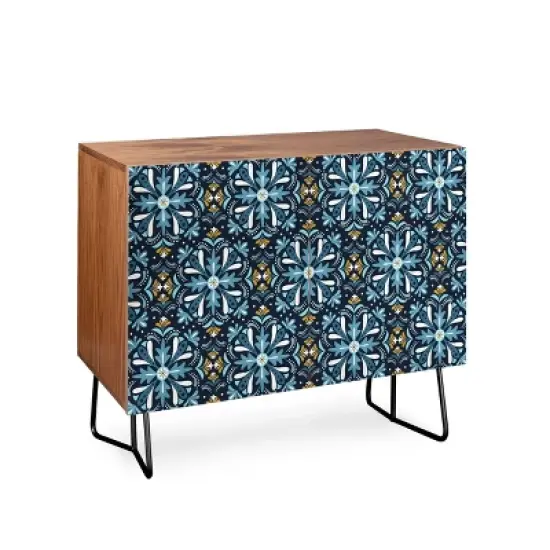 Heather Dutton Andalusia Midnight Blues Walnut Credenza - Deny Designs image {1}