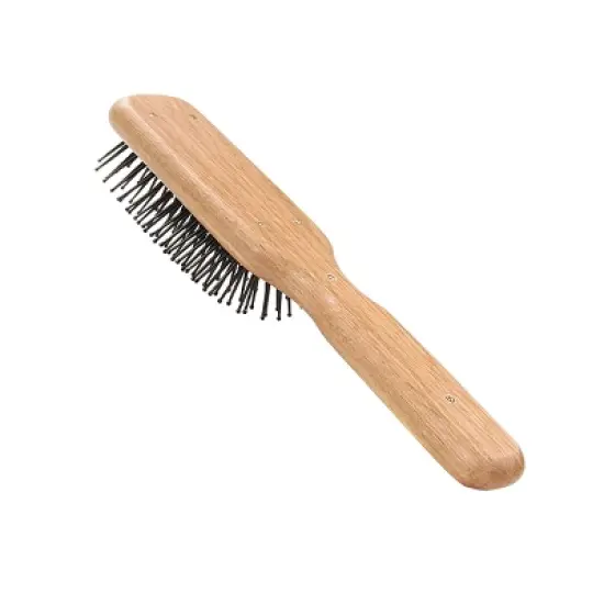 Bass Brushes - Men's Hair Brush Style & Detangle Professional Grade Nylon Pin Genuine Natural Wood Handle 6 Row Cushion Style Oak Wood image {3}