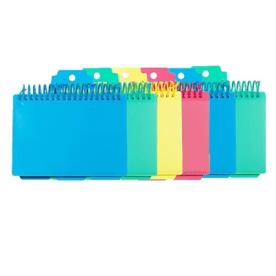 C-Line 3" x 5" Spiral Bound Index Card Notebook with Index Tabs Lined Assorted Colors 6/Pack image {3}