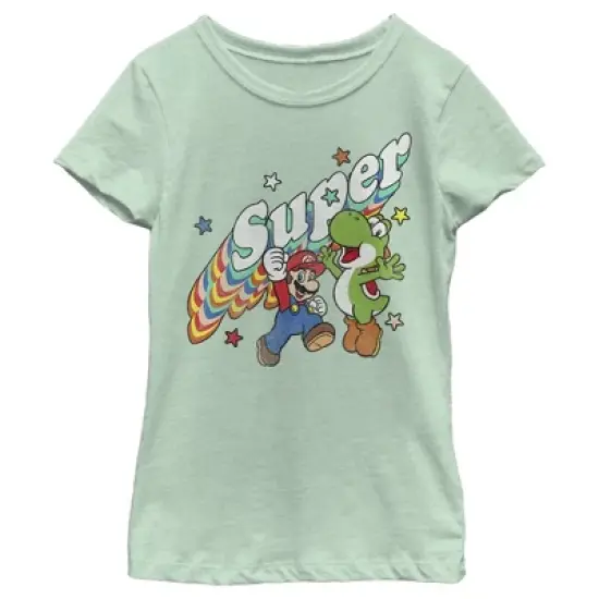 Girl's Nintendo Mario and Yoshi Retro Super T-Shirt image {2}