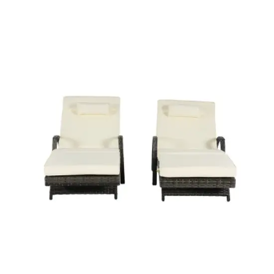 Foldable Wicker Outdoor Patio Chaise Lounge Set Of 2,Outdoor Reclining Lounge Chair Recliner Up To 150&deg; With Cushion And Armrest -Maison Boucle image {5}