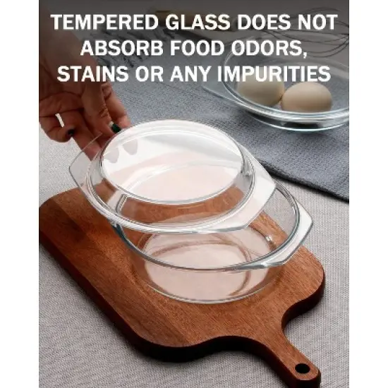 Itopfox Clear Round Glass Casserole with Lid, Microwave & Oven Safe Bakeware, Freezer & Dishwasher Friendly, Easy Grab Baking Dish image {5}