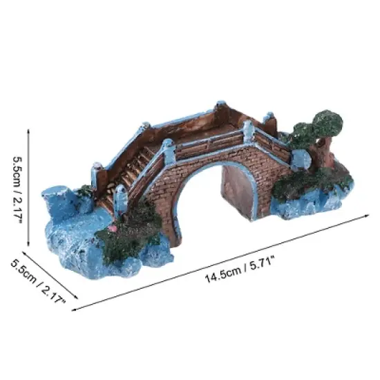 Unique Bargains Aquarium Decorations Arch Bridge Decoration Resin Fish Accessories Blue Brown Green 5.71" Length 1 Pcs image {3}