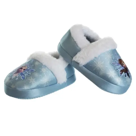 Disney Frozen Girl Slippers - Elsa and Anna Plush Lightweight Warm Comfort Soft Aline House Shoes - Blue White  (Toddler-Little Kid) image {2}