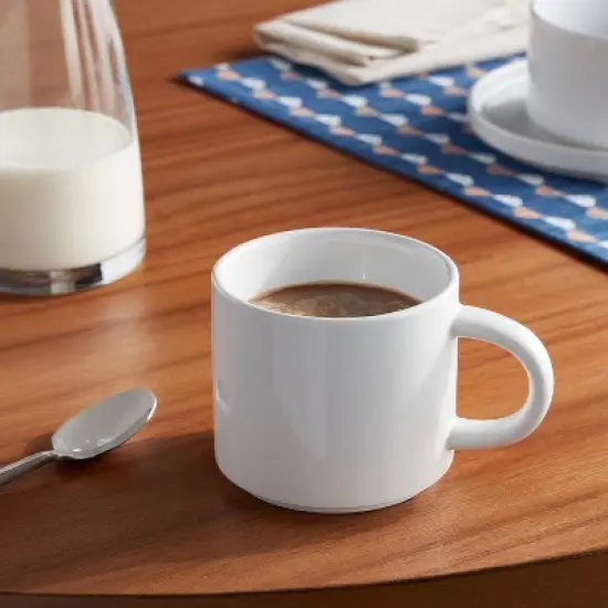 16oz Stoneware Stella Mug White - Threshold&trade;: Dishwasher & Microwave Safe, Coffee & Holiday Drinkware image {1}