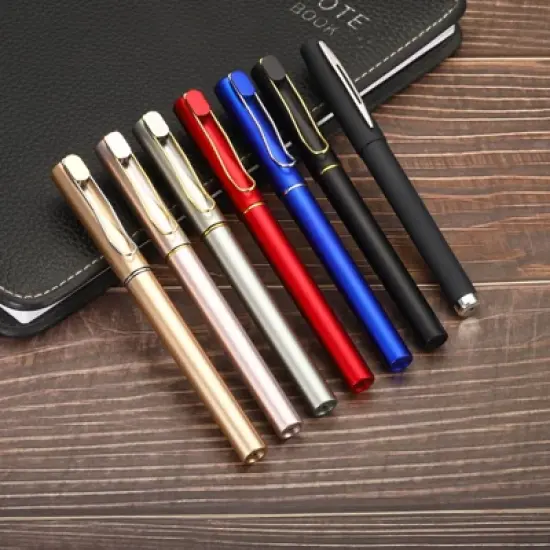 Unique Bargains Office Smooth Writing Fine Point Black Ink Roller Ball Pens 12 Pcs image {4}