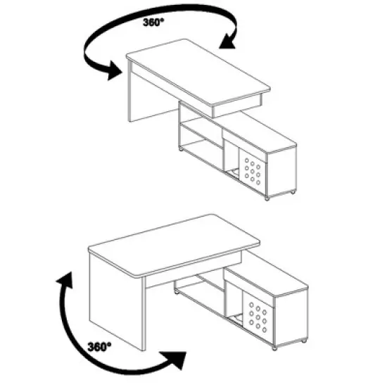 L-Shaped Office Desk Height Adjustable Executive Desk with Storage, Gaming Desk Writing Desk Work Desk, Walnut - ModernLuxe image {4}