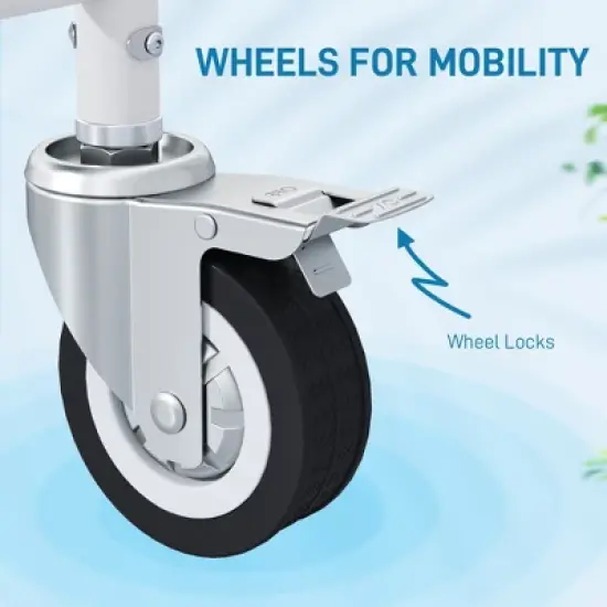 HOMCOM Shower Wheelchair, Commode Wheeled Chair with Seat, Backrest, Arms, Locking Wheels, for Seniors, Adults, Injured or Disabled, Gray image {4}