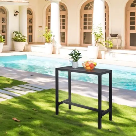 Karl Home Rectangular Metal Outdoor Bar Table image {8}