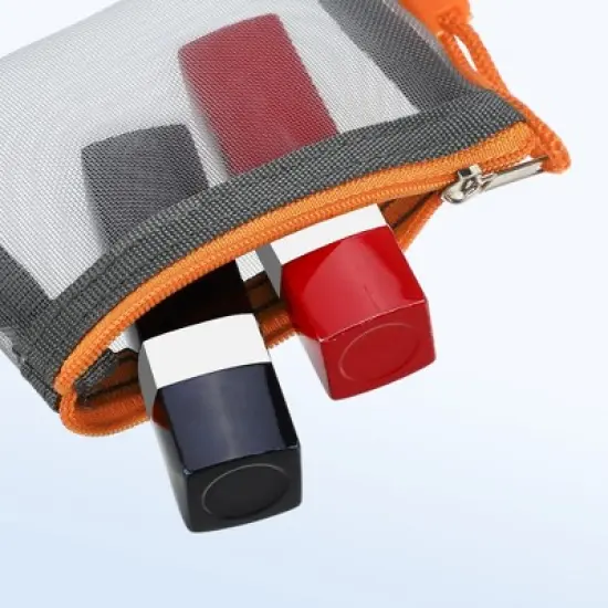 Unique Bargains Portable Mini Zipper Mesh Bags 4.33"x2.95" Black Blue Green Pink Gray 3 Pcs image {5}