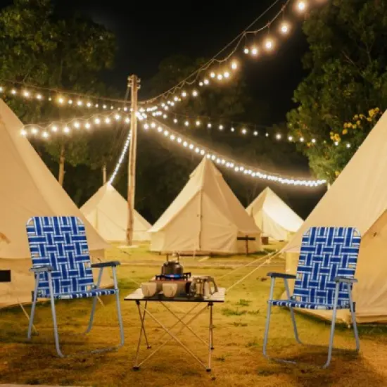 KTMBDW Patio Lawn Folding Chairs Set of 2, Outdoor Beach Portable Lawn Chair Camping Chair Beach Chair for Yard, Garden Dining, Blue image {5}