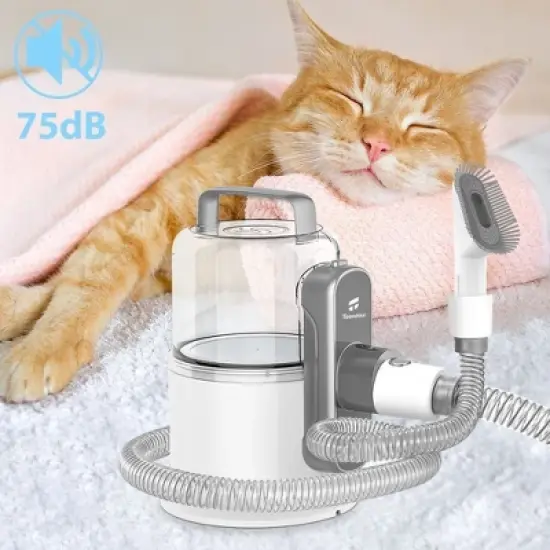 Teendow Dog Grooming Vacuum Kit with 7 Tools, 2L Dust Cup, Pet Hair Clipper & Nail Grinder, 3 Suction Modes, Low-Noise Pet Grooming Vacuum ,Brown image {10}