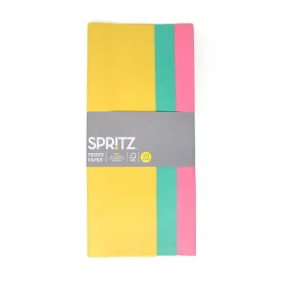 20ct Kids' Birthday Solid Paper Tissues - Spritz&trade;: Multicolor Gift Packaging for All Occasions image {1}