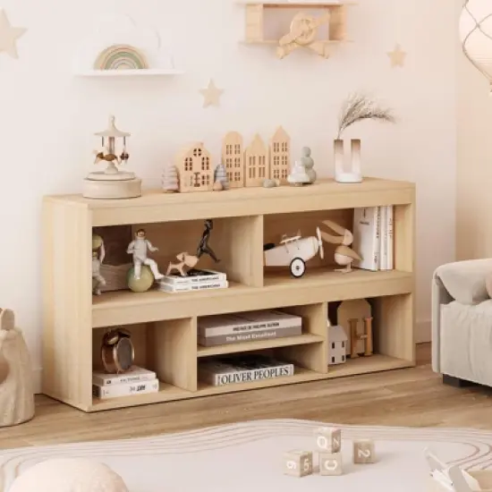 Toy Storage Organizer with 5 Cubes & Drawer/6 Cubes , Wooden Kids Bookshelf and Playhouse Cabinet, Toy Shelves for Playroom image {3}