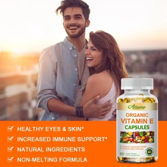 Alliwise Vitamin E Capsule, for Healthy Skin, Hair, Nails & Eye Health, 120ct image {5}