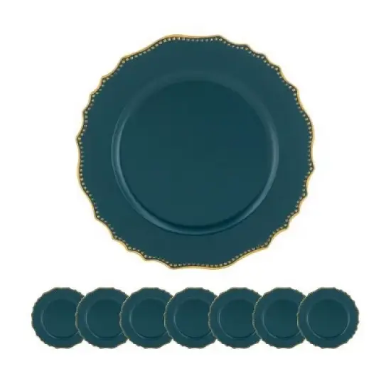 JUJABU 13 in. 8 Pack Plastic Charger Plate image {6}