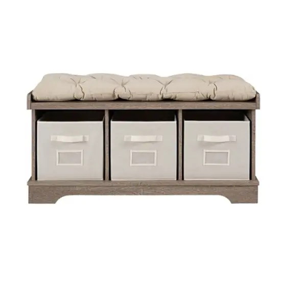 42" Upholstered Wood Entryway Bench with Storage - Saracina Home image {3}