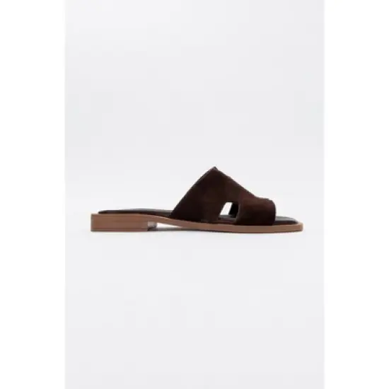 Jez - Brown Suede Leather Slide Sandal (Women) | Forever & Always Shoes image {4}